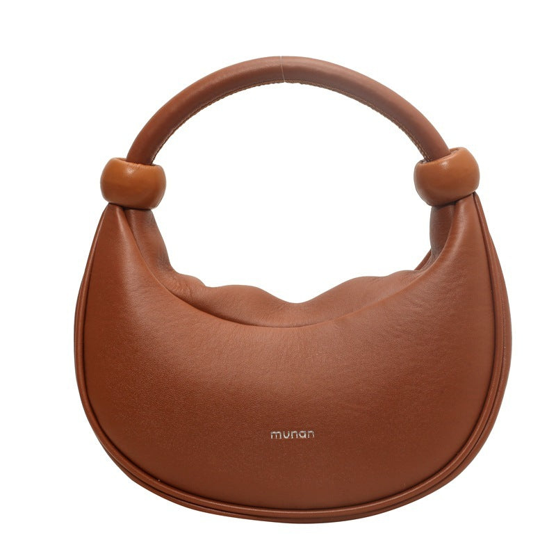 Women's Shoulder Messenger Soft Leather Portable Moon Bag