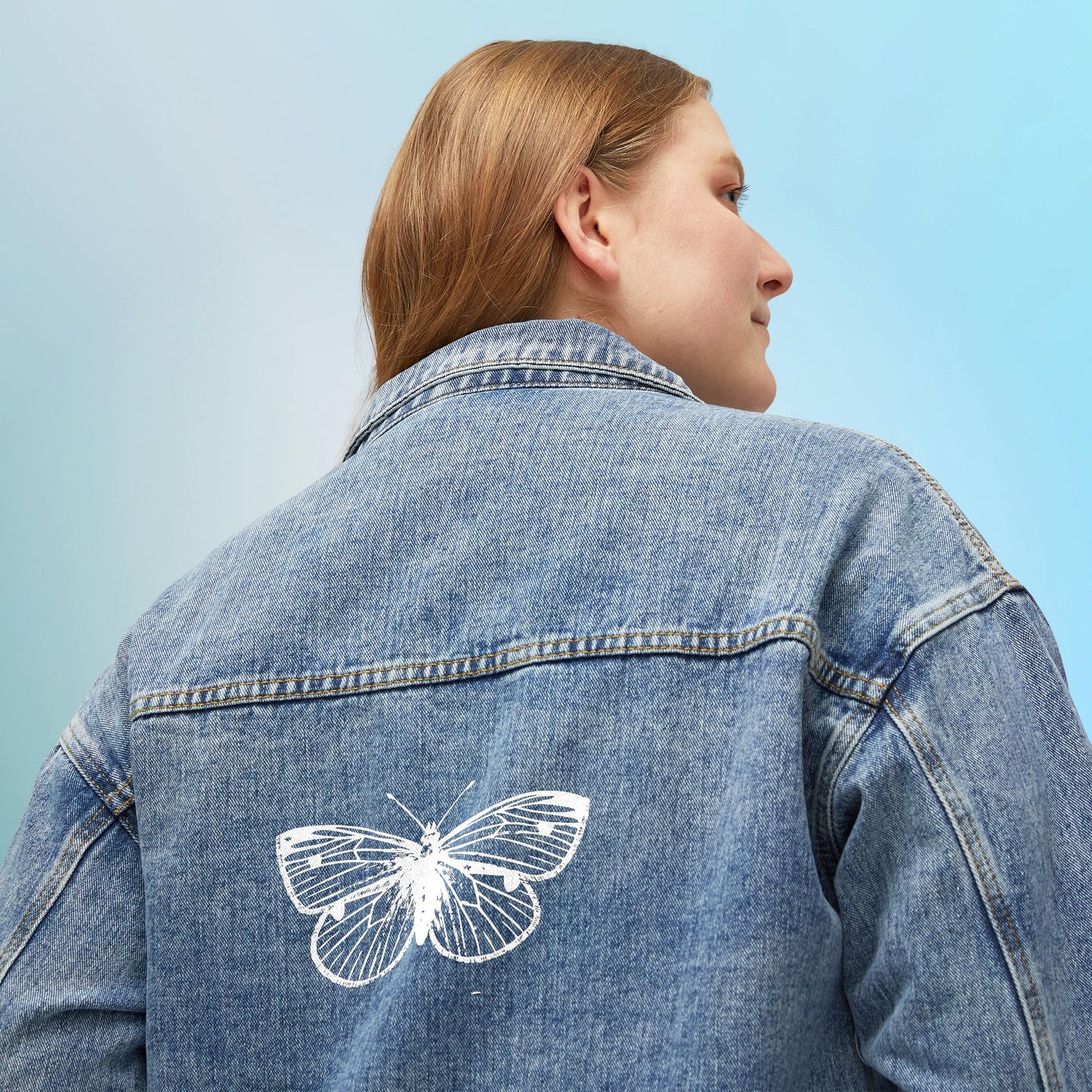 Women's Denim Jacket -Flower back