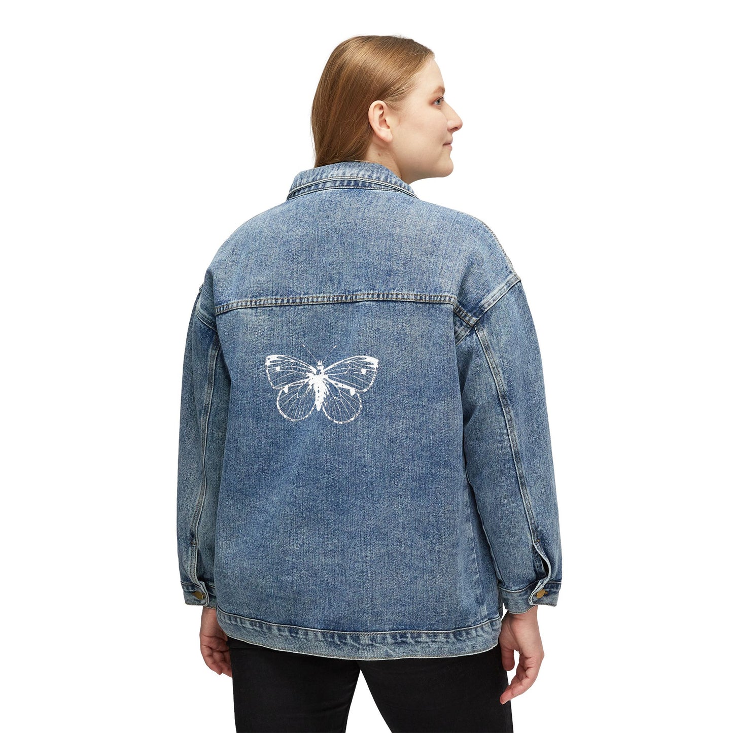 Women's Denim Jacket -Flower back