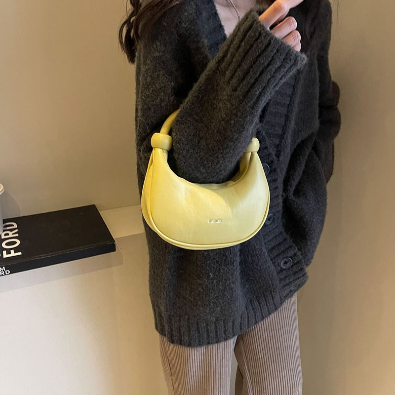 Women's Shoulder Messenger Soft Leather Portable Moon Bag